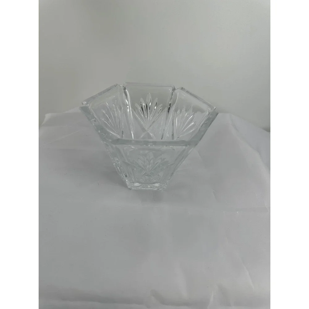 Fifth‎ Avenue Crystal Hexagon Starburst Fan Cut Lead Crystal Bowl Made in Japan